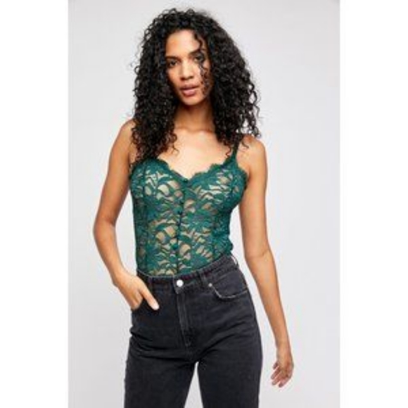 Free People Bedroom Date Bodysuit in Green - Picture 14 of 16